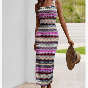 Pretty Garden Women’s Fitted Tight Square Neck Beach Sundress